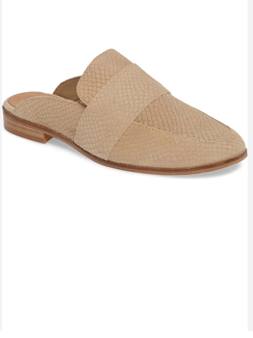 Free People At Ease Loafer Mule Snakeskin Texture Tan Slip-On in Khaki 8